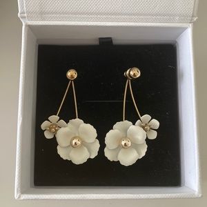 Anthropologie white flower earrings